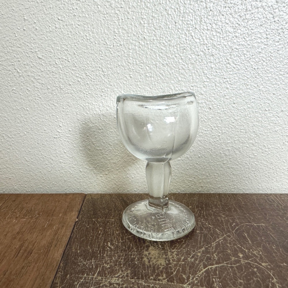 Antique John Bull Clear Glass Eye‎ Wash Cup, Pat. August 14, 1917